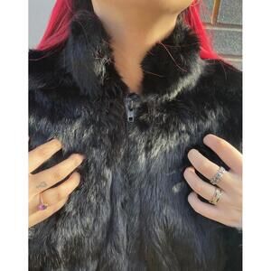 Black Fur Zip-Up Jacket